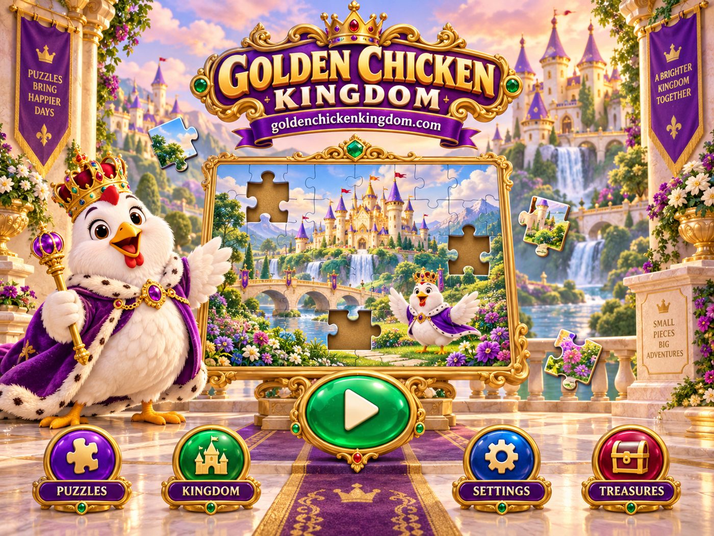 Golden Chicken Kingdom: pantalla de inicio del juego